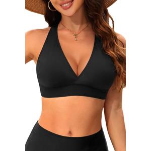 Tempt Me Women Halter Bikini Top Push Up Swimsuit Top Only (X-Large, Black)
