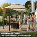CHARMELEON 8x8 FT Grill Gazebo, Grill Canopy with Big Awning&2 Side Shelves&6 Hooks&Bottle Opener, Powder-Coated Steel BBQ Shelter for Patio Backyard Outdoor Grilling-Beige