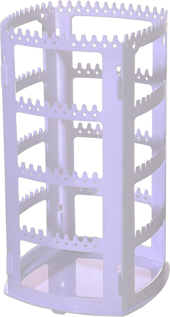 Sooyee White Earring Organizer,360 Rotating Earring Holder,4 Tiers Jewelry Rack Display Classic Stand, 156 Holes and 160 Grooves for Necklaces Earrings Piercings