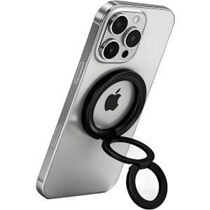 Magnetic Phone Ring MagSafe Phone Grip, Magnetic Cell Phone Stand Holder Finger Ring [Super Magnet] [360 Rotation] [Double Bracket] - Black 2025 New