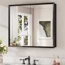Keonjinn Black Bathroom Medicine Cabinet with Mirror 30x26, Assembly Needed