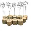 Rustic Real Wood Base Wedding Table Name Number Holder Party Decoration Card Holders Picture Memo Note Photo Clip Holder (10pcs Table Numbers)