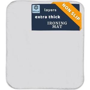 SAVUK Portable Ironing Mat Standard Size Silicone Coated Extra Heavy Duty Thick Padding, Heat Reflective, Non Stick Scorch and Stain Resistant (Ironing Mat - 21"x28") (White)