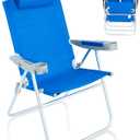 SUNNYFEEL Oversized Tall Folding Beach Chair Lightweight, 17" Portable Sand Chair for Adults Heavy Duty 500 LBS with Cup Holders, Foldable High Camping Lawn Chairs for Camp/Outdoor/Picnic/Sports, 1-pack