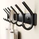 Coat Rack Wall Mount Hooks - 15 Inch Matte Black Metal 6-Hook Organizer Wall Mounted, Modern Kids Room, Entryway & Bathroom Hanger for Beach Towels, Coats, Purses, Bags (1 Pack)