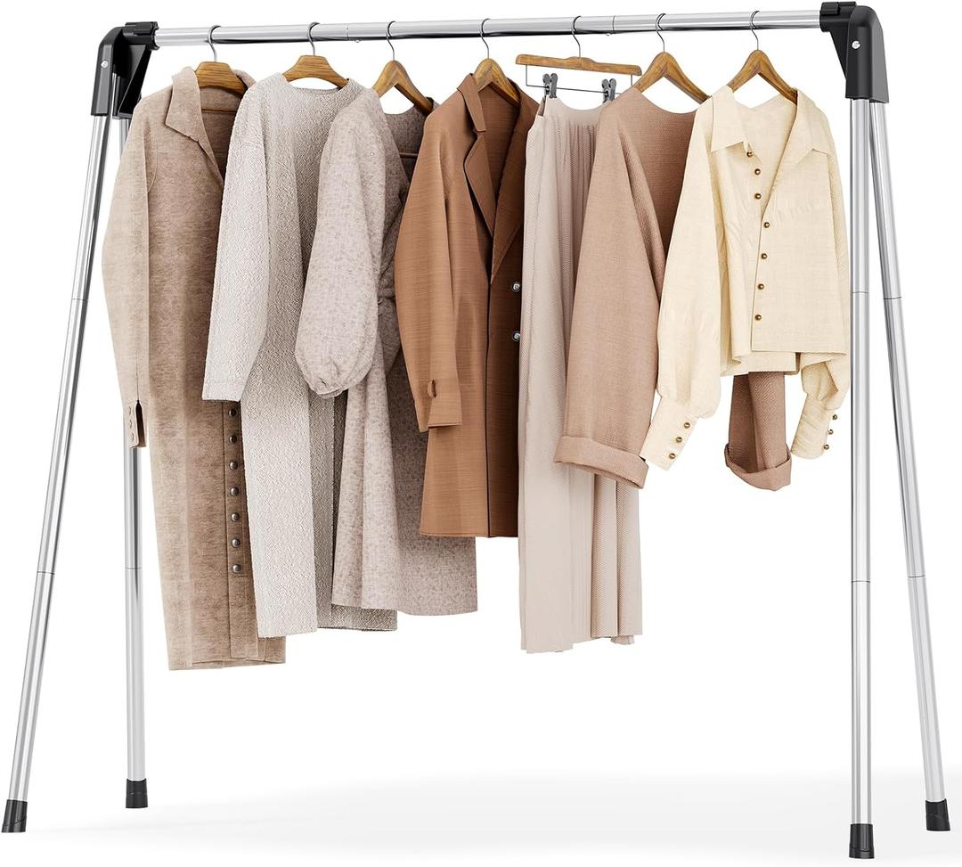 APEXCHASER Clothes Drying Rack Foldable, Stainless Steel Laundry Drying Rack Collapsible, Clothes Hanger for Sweater Baby Clothes Towel for Indoor & Outdoor, Portable Clothes Airer for Travel, Size: 48 inch