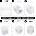 50PCS Baptism Favor Boxes, 2.2''x2.2''x2.2''Laser Cut Favor Boxes with 50 Ribbons for Baby Shower Favors Baptism Decorations First Communion Party (White)