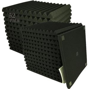 52 Pack 12 "X 12 "X1" Acoustic Panels Studio Soundproofing Foam Wedge Tiles, (52BLACK)