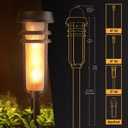 Metal Solar Torch Lights - Adjustable Height (24" - 50"), Outdoor Garden Decor with Patented LED, Waterproof Solar Tiki Torches for Yard, Patio, Garden Pathway, Matte Black 4 Pack