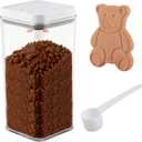 Brown Sugar Container Airtight, 2.3Qt/2200ml Brown Sugar Keeper Storage Container with Spoon,Locking Lid, Kitchen Airtight Saver Storage for Flour, Baking Supplies,Coffee (Clear)