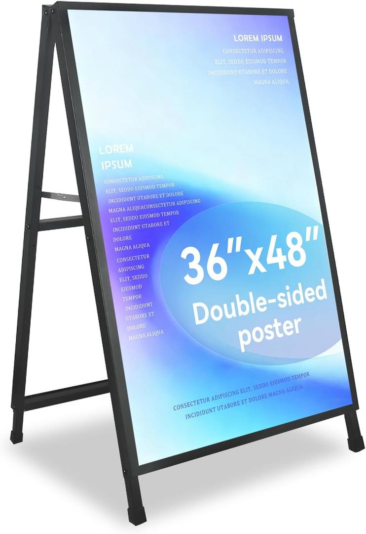 A Frame Sign 36x48, Heavy Duty Double-Sided Metal Sidewalk Sign, Frame Only