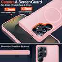 MOZOTER for Samsung Galaxy S25 Ultra Case with Magnetic,[Compatible with MagSafe][2*Screen Protector][12Ft Military Dropproof] Translucent Anti-Slip Back Slim Shockproof Case for S25 Ultra-Pink