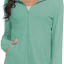 HISKYWIN Women's UPF 50+ UV Sun Protection Hoodie Long Jacket Workout Long Sleeve Zip Shirt Lightweight Outdoor Hooded (Green, S)