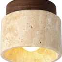 E26/E27 Natural Stone Ceiling Lamps Round Semi Flush Mount Ceiling Lighting Close to Ceiling Lights for Bedroom Dining Room Foyer Kitchen Entryway