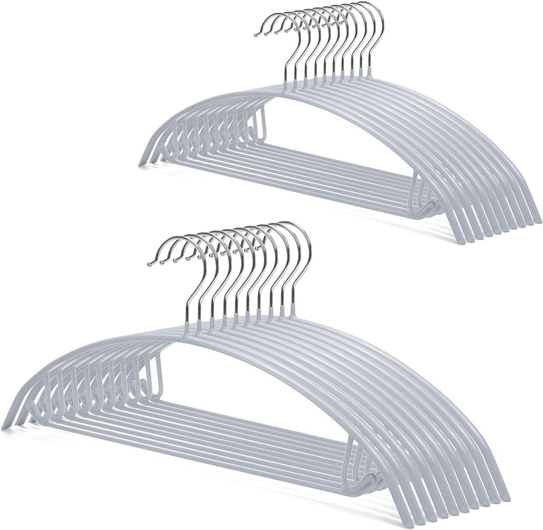 Nature Smile Non Slip PVC Coating Sweater Hangers,Dress Suit Coat Hangers,Shoulder Bump Free Golf T Shirts Clothes Hangers (Silvery Grey Color 20 Pack)
