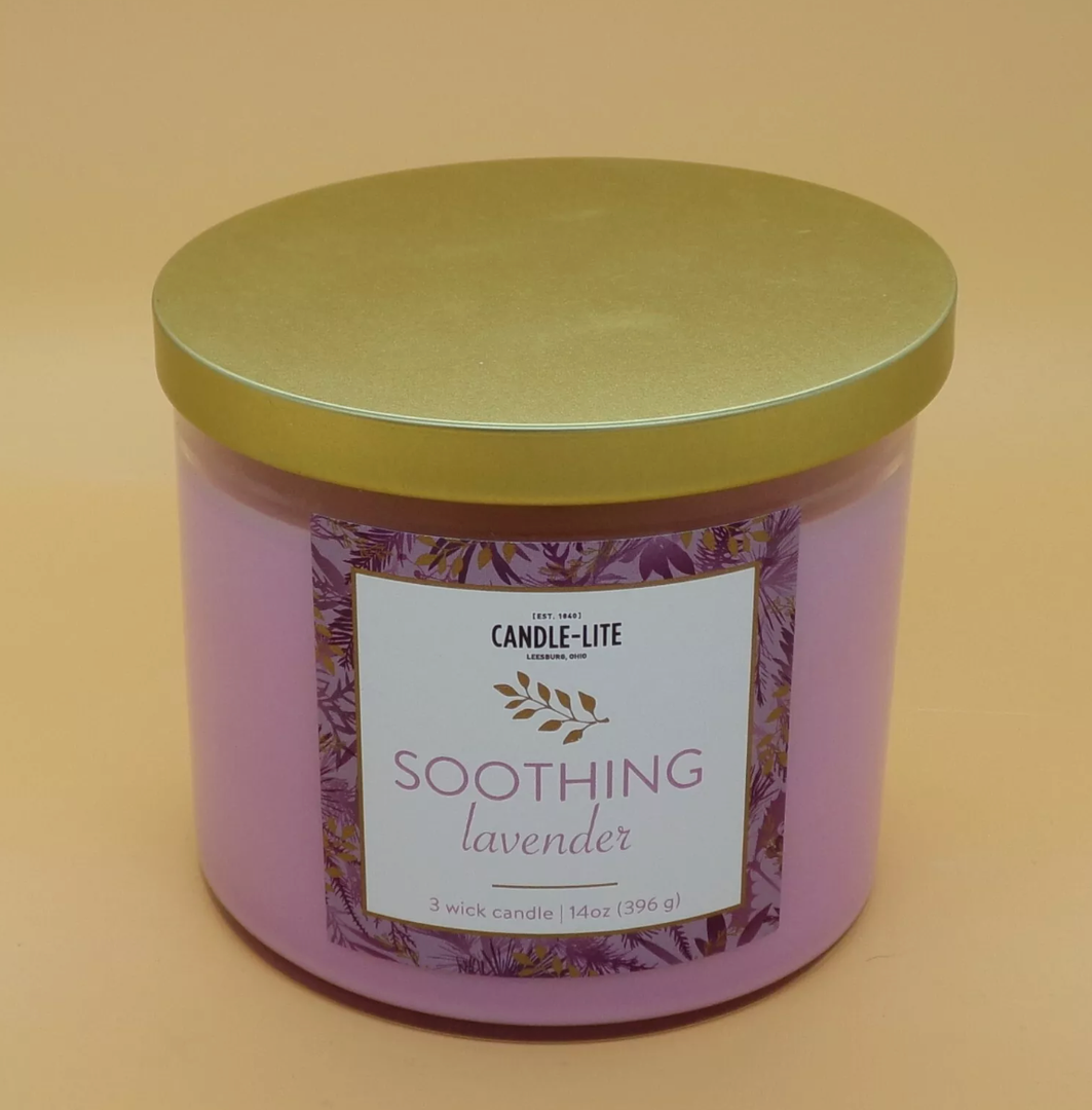 Candle-Lite 3-Wick Candle Soothing Lavender 14 ounces