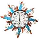 pealstar Waterproof Indoor Outdoor Thermometer 13 Inch Large Wall Thermometer with Hygrometer Decorative Metal Sun Outdoor Thermometers for Patio Garden Yard Living Room Decor