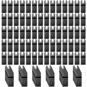 100Pcs Oscillating Tool Blades Professional Universal Oscillating Saw Blades Wood Multitool Blades Compatible with Dewalt, Milwaukee, Ryobi, Rockwell, Bosch
