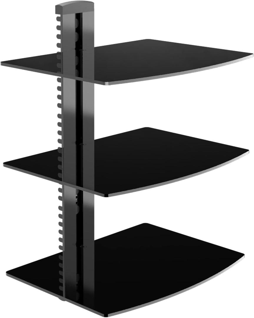Suptek Glass TV Wall Mount with DVD Shelf and PS4 Support, 3-Tier CS303 (Black)