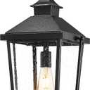 zeyu 19.7 Inch Motion Sensor Outdoor Ceiling Pendant Light, 360 Exterior Hanging Light Fixture Black, 3 Lighting Modes, Aluminum with Seeded Glass Shade, ZW105H-M-SE BK