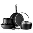 CAROTE 11pcs Pots and Pans Set, Nonstick Cookware Set Detachable Handle, Induction Kitchen Cookware Sets Non Stick with Removable Handle, RV Cookware Set, Oven Safe Cookware Set, Pure Black
