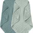 SWEET DOLPHIN Muslin Baby Bath Towels Blanket - Pack of 2 100% Cotton Towel for Babies, Infants, Toddlers - 40x40Inch - Highly Absorbent, Light Emerald