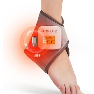 CAMECO Cordless Ankle Massager with Heat, 3000mAh Battery Ankle Heating Pad with Massage for Achilles Tendinitis Pain Relief, USB Rechargeable Heated Brace Wrap Warmer, 3 Vibration Modes