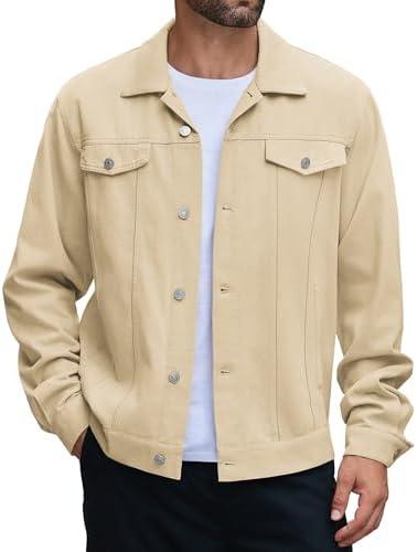 COOFANDY Men's Cotton Denim Jacket Lightweight Trucker Western Jackets Casual Fashion Jean Coat M