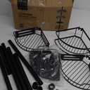 HAMITOR Corner Shower Caddy Tension Pole: Quick Installation 4-Tier Rustproof Bathroom Organizer Shelves for Bathtub Shampoo Storage - 47-121 inch Adjustable Floor Standing Bath Rack Holder - Black