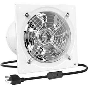 HG Power 10 Inch Exhaust Fan, Kitchen Exhaust Fan With Switch 988 CFM Wall Mounted, Extractor Ventilation Fan For Attic, Greenhouse, Basement, Shed (White)