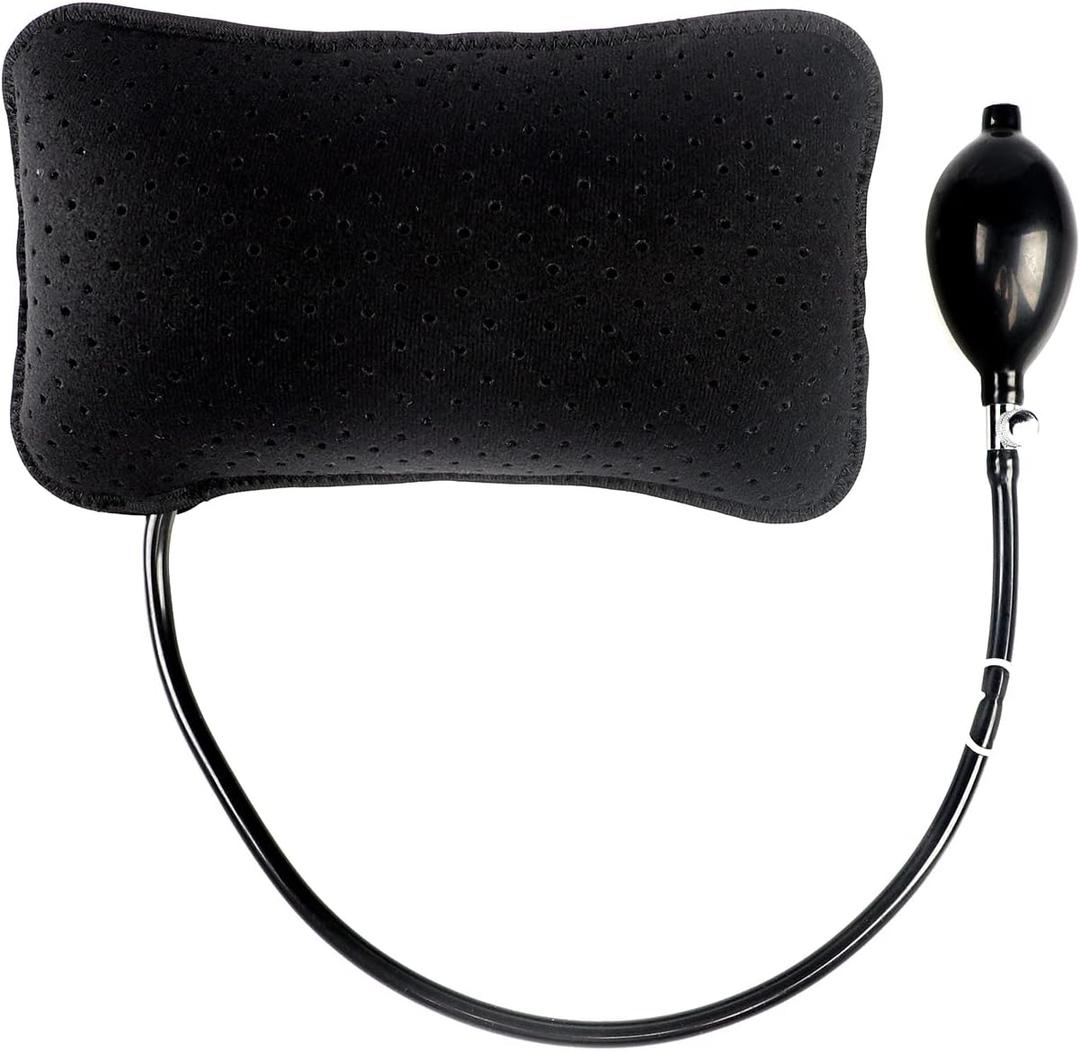 Inflatable Lumbar Support Pillow for Car Seat, Office Chair Bed, Home Use, with Air Pump Airbag Waist Brace Lumbar Traction Belt Back Support Cushion for Reducing Lower Back Pain