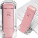 EGWASER Book Reading Light, Portable USB Rechargeable LED Clip on Book Lights for Reading in Bed, 3 Brightness Adjustable Dimmable Bookmark Light for Eye-Protection, Reading Lamp(Pink)