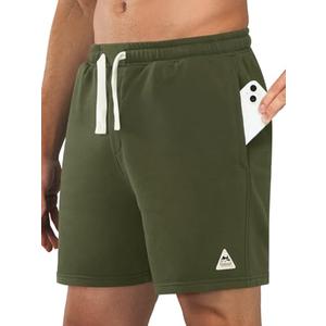 NORTHYARD Men's Sweat Shorts 5" with Pockets Cotton Drawstring Summer Workout Casual Lounge Shorts ArmyGreen M