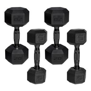 Cap Barbell Cap 50 Lbs Coated Dumbbell Set With Black Handle, 5Lb X2, 20Lb X2