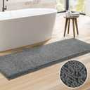 HOMEIDEAS Bathroom Rug Runner Grey 20x60 inch, Ultra Soft and Absorbent Non-Slip Long Bath Rug, Thick Chenille Plush Machine Washable Shower Floor Carpet (1'8" x 5' (Runner))
