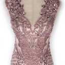 New Pink Rhinestones Beads Bodice Applique Handmade Beaded Applique Patch for Dress Cloth 16.5"*29.5" by Piece (Pink) (Pink-23002)
