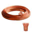 QuQuyi Copper Braided Ground Strap, 9.84ft x 4/5" Flat Tinned Copper Wire - Expandable Metal Sheath for Grounding, Shielding & Signal Cable, 12mm Flexible Bonding Connector