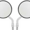 Motorcycle Rear View Mirror, 1 Pair Universal Motorcycle 3.4 Inch Side Mirror Wide Vision Motorcycle Handlebar Round Mirror 8mm 10mm Thread(Silver)