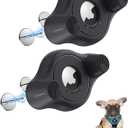 AirTag Holder Fit All Dog Collars Harness, 2 Packs Stouchi Innovative Style Protective AirTag Case Mount with Pins Fixing Buckle for iPhone AirTag to Pet, Dogs, Cats, Bags