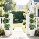 Artificial Olive Triple Ball Topiary Trees, 4FT Faux Olive Topiary Tree, 47 Inch Fake Potted Plants for Indoor Porch Decor