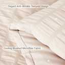 MUXHOMO 7 Pieces Queen Comforter Set, Seersucker Bed in a Bag Queen Size, All Season Luxury Bedding Set with Comforter, Flat Sheet, Fitted Sheet, Pillowcases & Shams, Beige