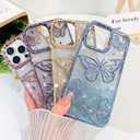 BITOBE Designed for iPhone 16 Pro, Cute 3D Butterfly Case Slim Plating Glitter Bling Luxury Cover for Women Girls Protective Camera Protection Bumper 6.3" Purple