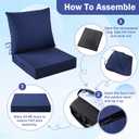 IASEAHK Outdoor Chair Cushions, 24 x 24 Inch Outdoor Cushion for Patio Furniture, Patio Chair Cushion, Waterproof & Fade Resistant Deep Patio Furniture Cushions Set with Handle and Ties, Navy Blue