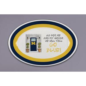 Magnolia Lane Michigan Wolverines Heavy DutyMelamine Oval Serving Platter 18” Party Platter Dish for Tailgating, BBQ’s, Poolside- Ideal for Graduation/Alumni and Big 10 NCAA Team Spirit