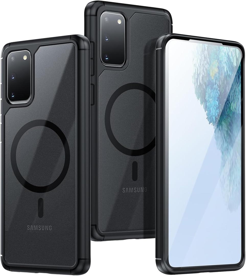 For Samsung Galaxy S20 Magnetic Case - [Compatible with Magsafe Accessory][Military Drop Protection] Soft TPU Bumper + Translucent Matte Back Cover for S20, Matte Black