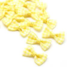 Buffalo Plaid Ribbon Bows 2-Pack Handmade Burlap Farmhouse Bows for Wreaths, Tree Decorations, Gift Wrapping (Yellow/White)