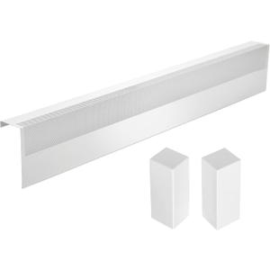 Upgraded 4 FT Baseboard Heater Cover with Left and Right Endcaps, Galvanized Steel Easy Slip-On Heater Cover for Replacing Old and Rusty Looking Electric and Hydronic Base board Heat Covers