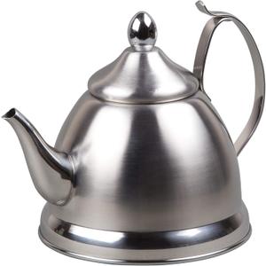 Creative Home Nobili-Tea 1.0 Quart Stainless Steel Tea Kettle with Infuser Basket and Aluminum Capsulated Bottom for Even Heat Distribution, Satin Finish