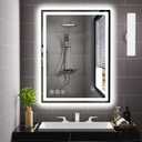 24"x 32" LED Bathroom Mirror with Stepless Dimmable Wall Mirrors with Anti-Fog, Dimmable CRI>90, Vanity Mirror with 3 Color Modes, Shatter-Proof, Memory Bathroom Mirror with LED Lights