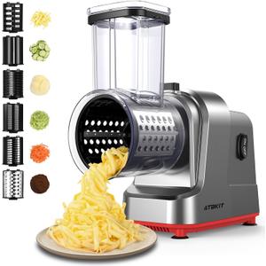 Electric Cheese Grater, Salad Maker With 6 Different Shapes of Blades, 250W Electric Slicer Shredder, Electric Salad Machine for Cheeses, Fruits, Vegetables